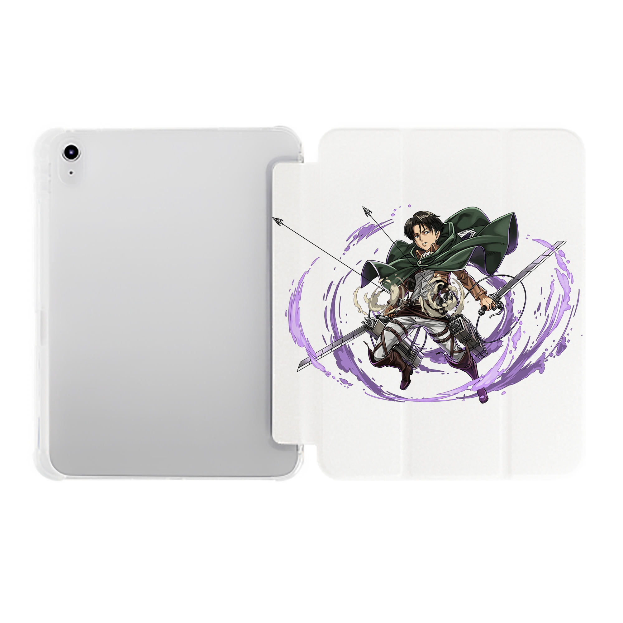 （画像用） 進撃の巨人 リヴァイ·アッカーマン Attack on Titan Levi Ackerman IPad ケース ペン収納付き 三つ折りスタンド PUレザー×シリコン 対応機種9.5/10.5/10.9インチ